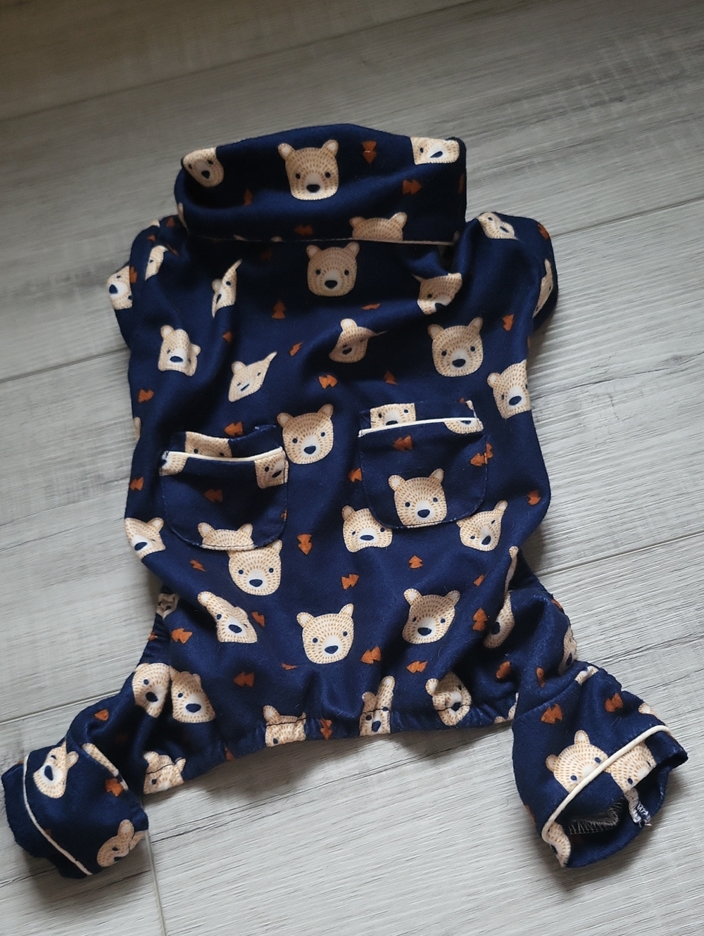 Dog Bear Print Navy Blue Pjs/Onsie